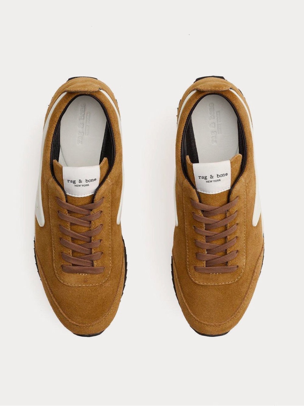 rag & bone unisex Suede Sneakers in Tan with White Accent